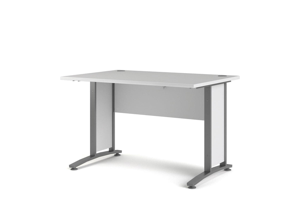 Prima Desk 120cm In White With Silver Grey Steel Legs