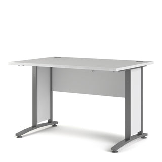 Prima Desk 120cm In White With Silver Grey Steel Legs