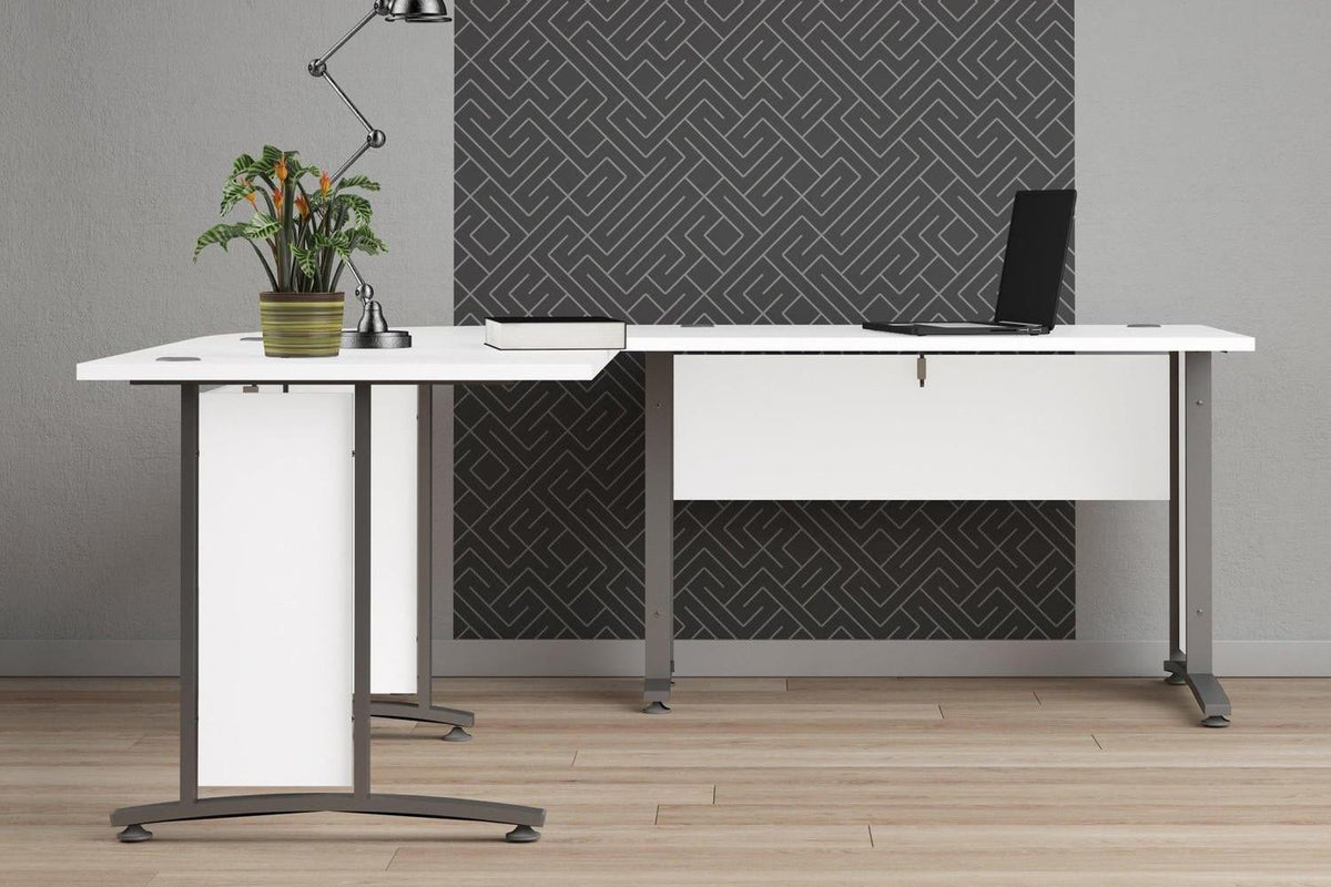 Prima Desk 120cm In White With Silver Grey Steel Legs