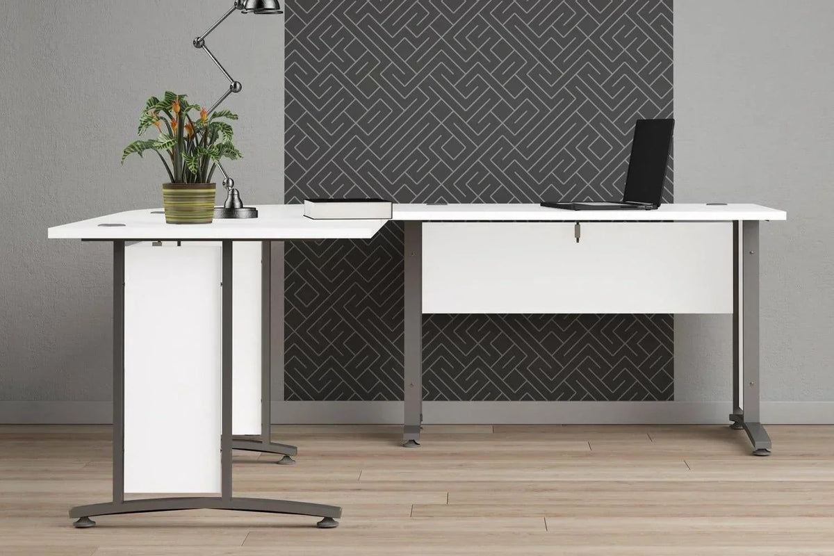 Prima Desk 120cm In White With Silver Grey Steel Legs