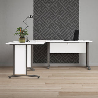 Prima Desk 120cm In White With Silver Grey Steel Legs