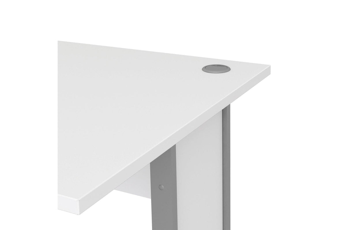 Prima Desk 120cm In White With Silver Grey Steel Legs