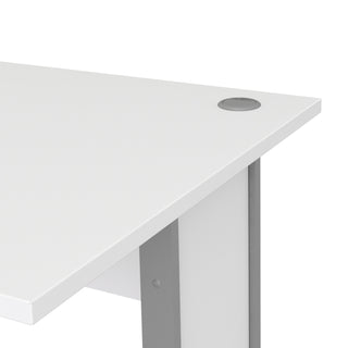Prima Desk 120cm In White With Silver Grey Steel Legs