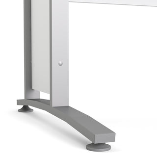 Prima Desk 120cm In White With Silver Grey Steel Legs