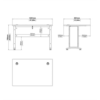 Prima Desk 120 cm in White with White legs - Msofas LTD