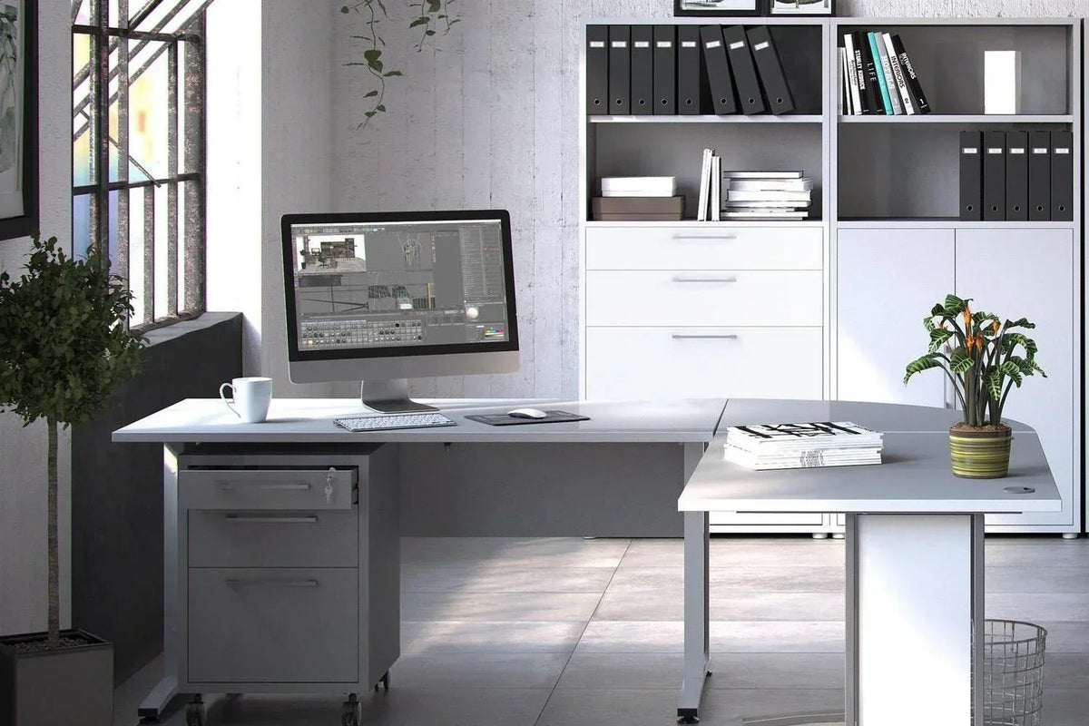 Prima Desk 120cm In White With White Legs