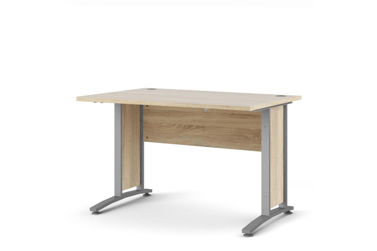 Prima Desk 120cm In Oak With Silver Grey Steel Legs