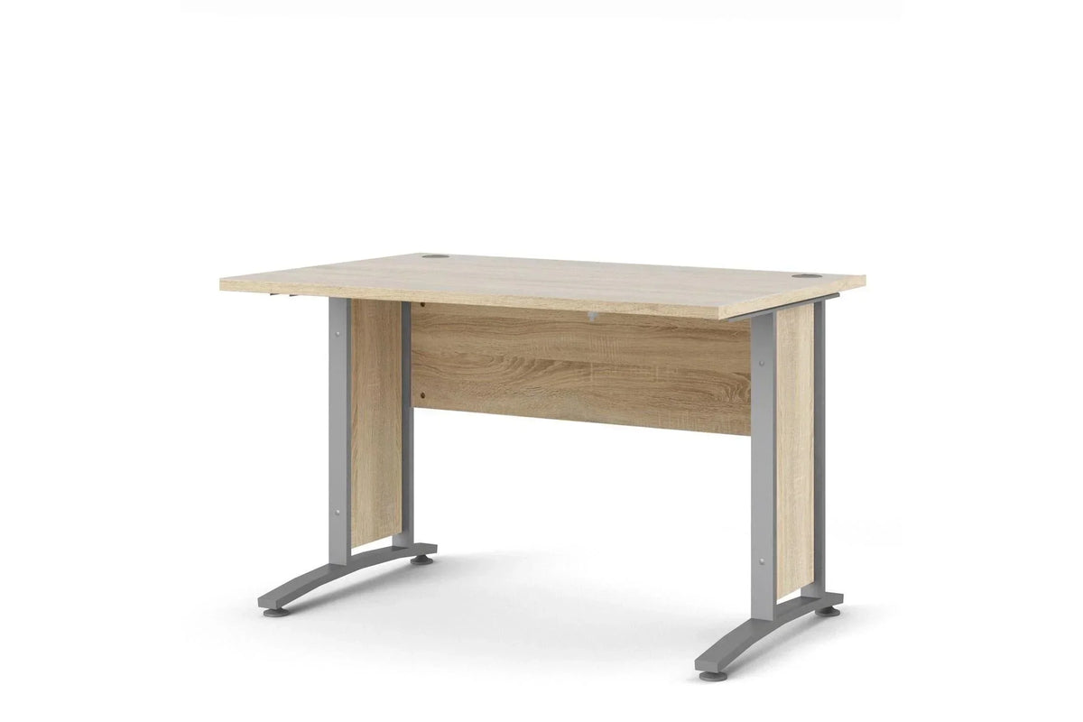 Prima Desk 120cm In Oak With Silver Grey Steel Legs