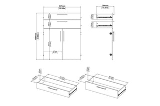 Prima Bookcase 2 Shelves With 2 Drawers 2 Doors In White