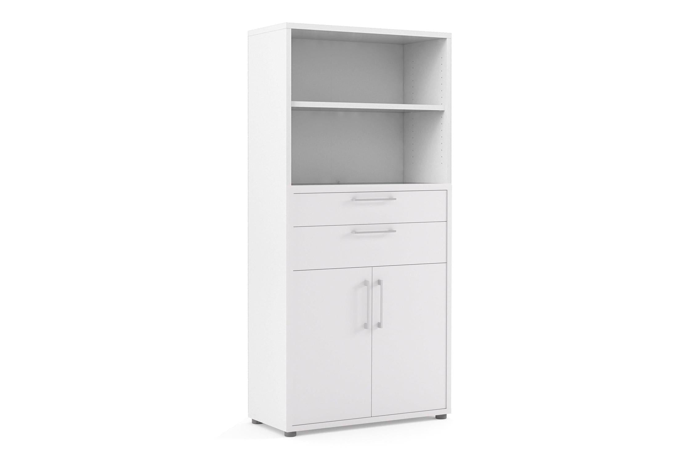Prima Bookcase 2 Shelves With 2 Drawers 2 Doors In White
