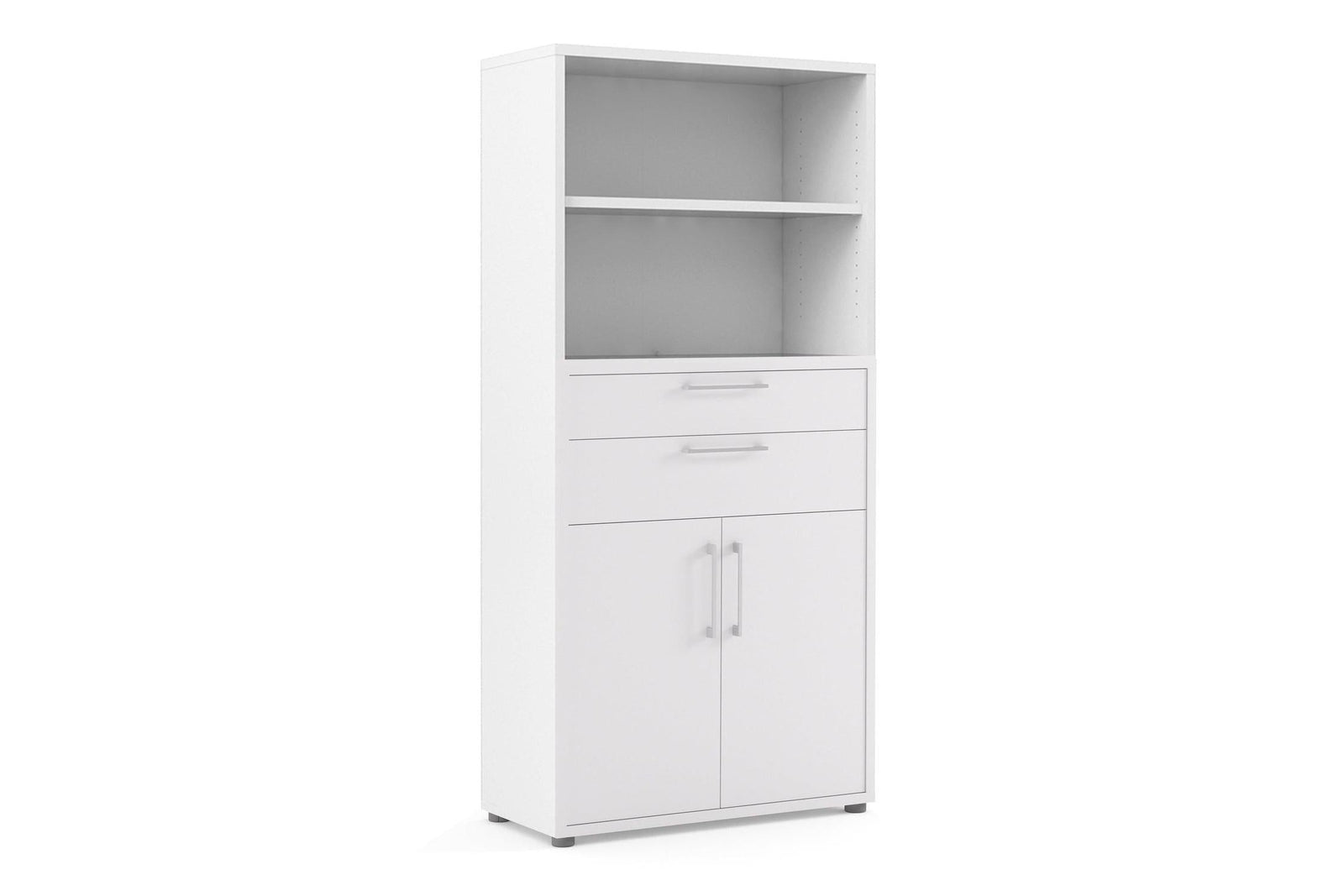 Prima Bookcase 2 Shelves With 2 Drawers 2 Doors In White