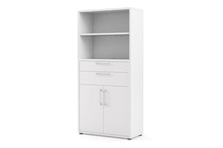 Prima Bookcase 2 Shelves With 2 Drawers 2 Doors In White