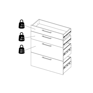 Prima Bookcase 1 Shelf With 2 Drawers + 2 File Drawers In Black Woodgrain - Msofas LTD