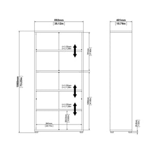 Prima Bookcase 1 Shelf With 2 Drawers + 2 File Drawers In Black Woodgrain - Msofas LTD