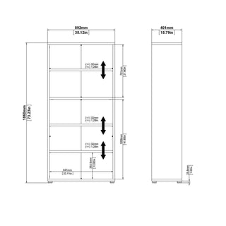 Prima Bookcase 1 Shelf with 2 Drawers + 2 File Drawers in Oak - Msofas LTD