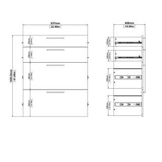 Prima Bookcase 1 Shelf with 2 Drawers + 2 File Drawers in Oak - Msofas LTD