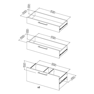 Prima Bookcase 1 Shelf with 2 Drawers + 2 File Drawers in Oak - Msofas LTD