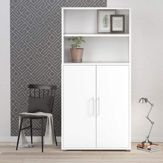 Prima Bookcase 3 Shelves with 2 Doors in White - Msofas LTD