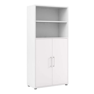 Prima Bookcase 3 Shelves with 2 Doors in White - Msofas LTD