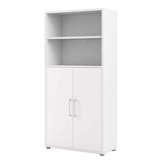 Prima Bookcase 3 Shelves with 2 Doors in White - Msofas LTD