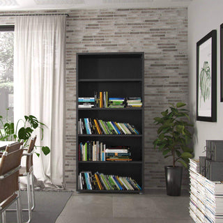 Prima Bookcase 4 Shelves in Black Woodgrain - Msofas LTD