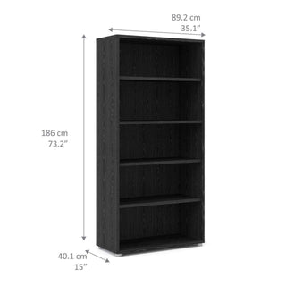 Prima Bookcase 4 Shelves in Black Woodgrain - Msofas LTD