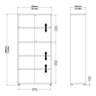 Prima Bookcase 4 Shelves in Black Woodgrain - Msofas LTD