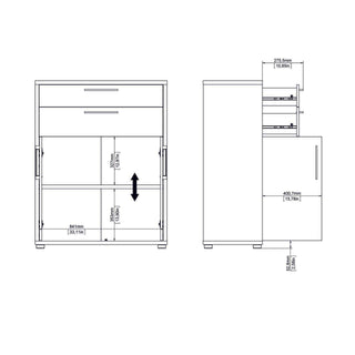 Prima Bookcase 3 Shelves With 2 Drawers And 2 Doors In White - Msofas LTD