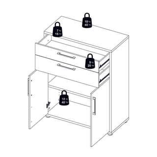 Prima Bookcase 3 Shelves With 2 Drawers And 2 Doors In White - Msofas LTD