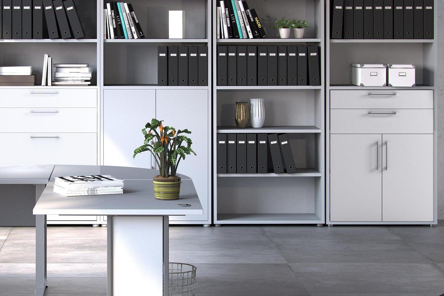Prima Bookcase 3 Shelves With 2 Drawers 2 Doors In White