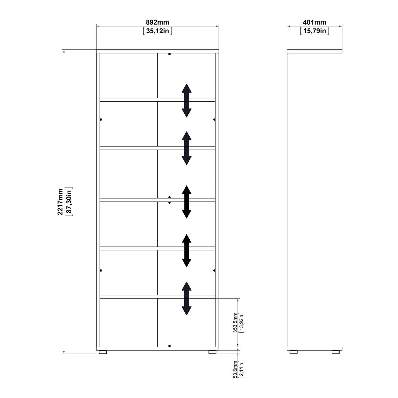 Prima Bookcase 3 Shelves With 2 Drawers And 2 Doors In Black Woodgrain