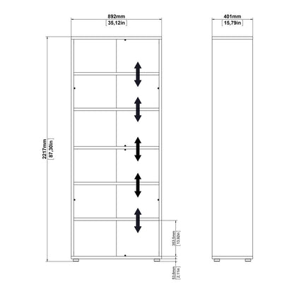 Prima Bookcase 3 Shelves With 2 Drawers And 2 Doors In Black Woodgrain