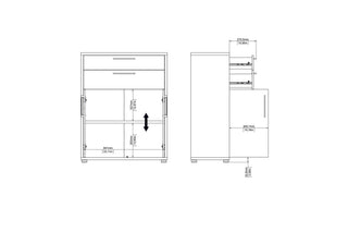 Prima Bookcase 3 Shelves With 2 Drawers 2 Doors In Oak