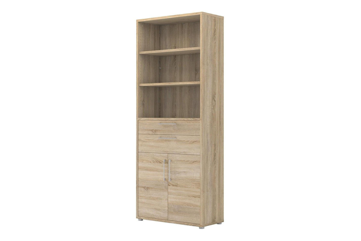 Prima Bookcase 3 Shelves With 2 Drawers 2 Doors In Oak