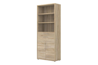 Prima Bookcase 3 Shelves With 2 Drawers 2 Doors In Oak