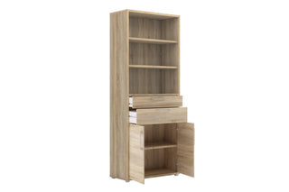 Prima Bookcase 3 Shelves With 2 Drawers 2 Doors In Oak