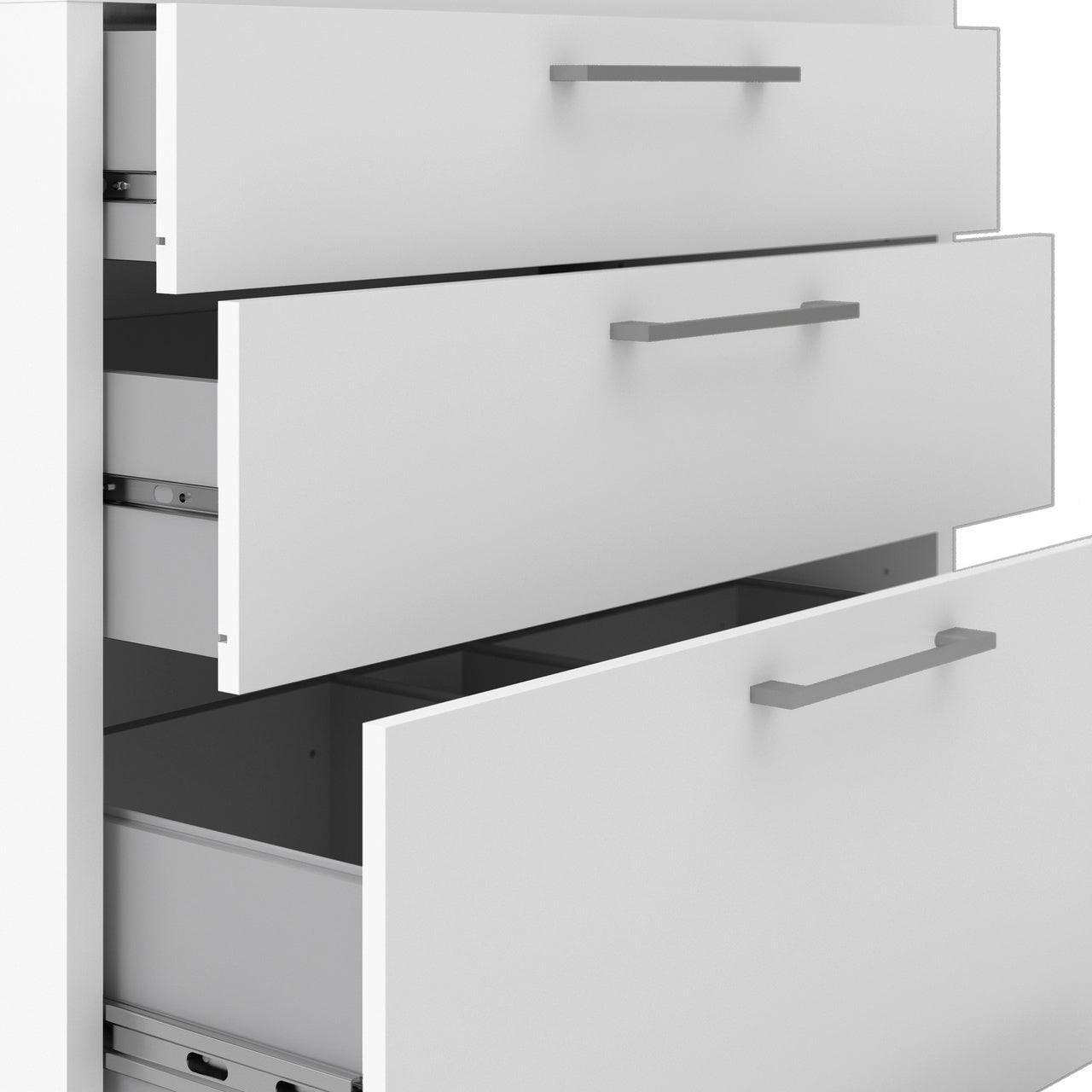 Prima Bookcase 2 Shelves with 2 Drawers + 2 File Drawers in White