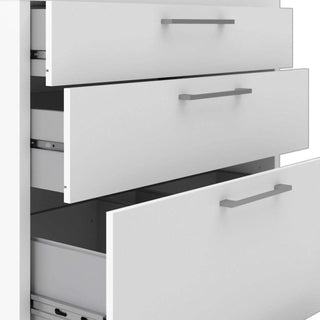 Prima Bookcase 2 Shelves with 2 Drawers + 2 File Drawers in White - Msofas LTD