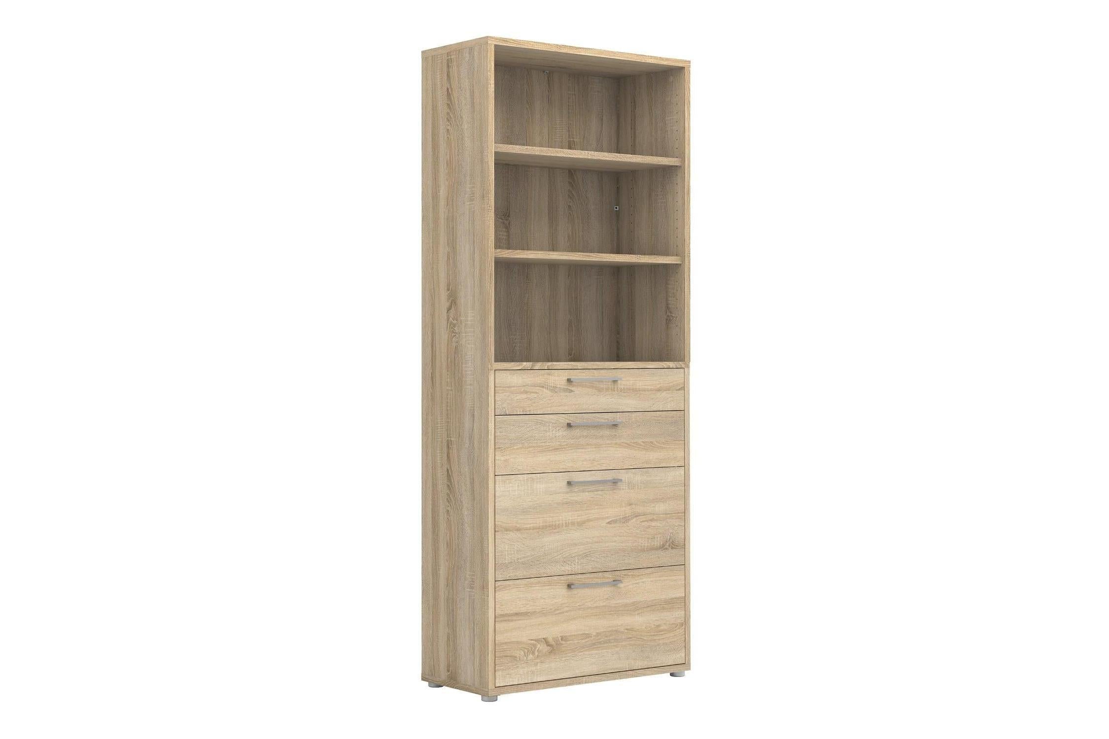 Prima Bookcase 2 Shelves With 2 Drawers 2 File Drawers In Oak