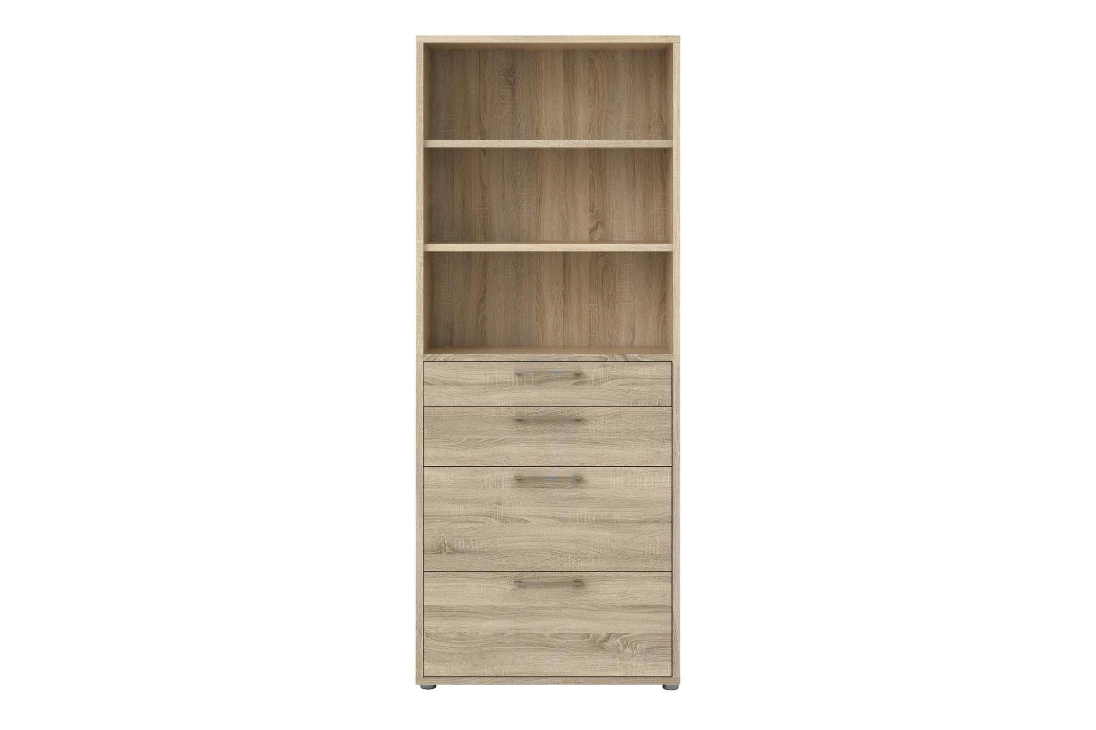 Prima Bookcase 2 Shelves With 2 Drawers 2 File Drawers In Oak