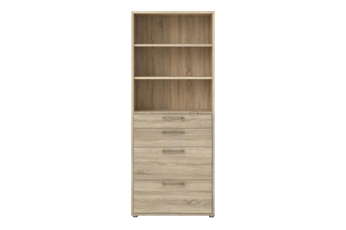Prima Bookcase 2 Shelves With 2 Drawers 2 File Drawers In Oak
