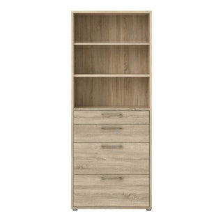 Prima Bookcase 2 Shelves With 2 Drawers + 2 File Drawers In Oak - Msofas LTD