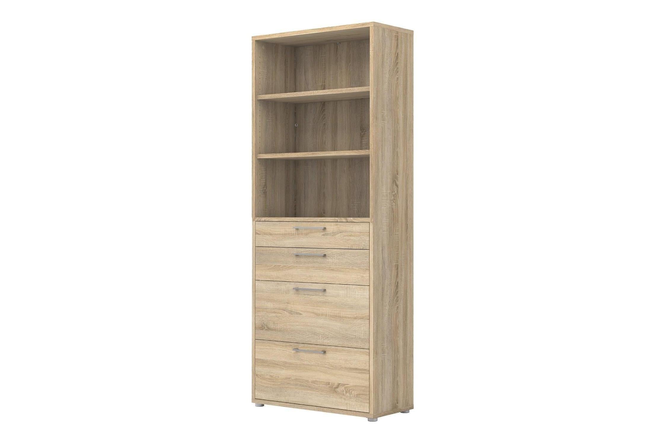 Prima Bookcase 2 Shelves With 2 Drawers 2 File Drawers In Oak