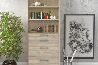 Prima Bookcase 2 Shelves With 2 Drawers 2 File Drawers In Oak