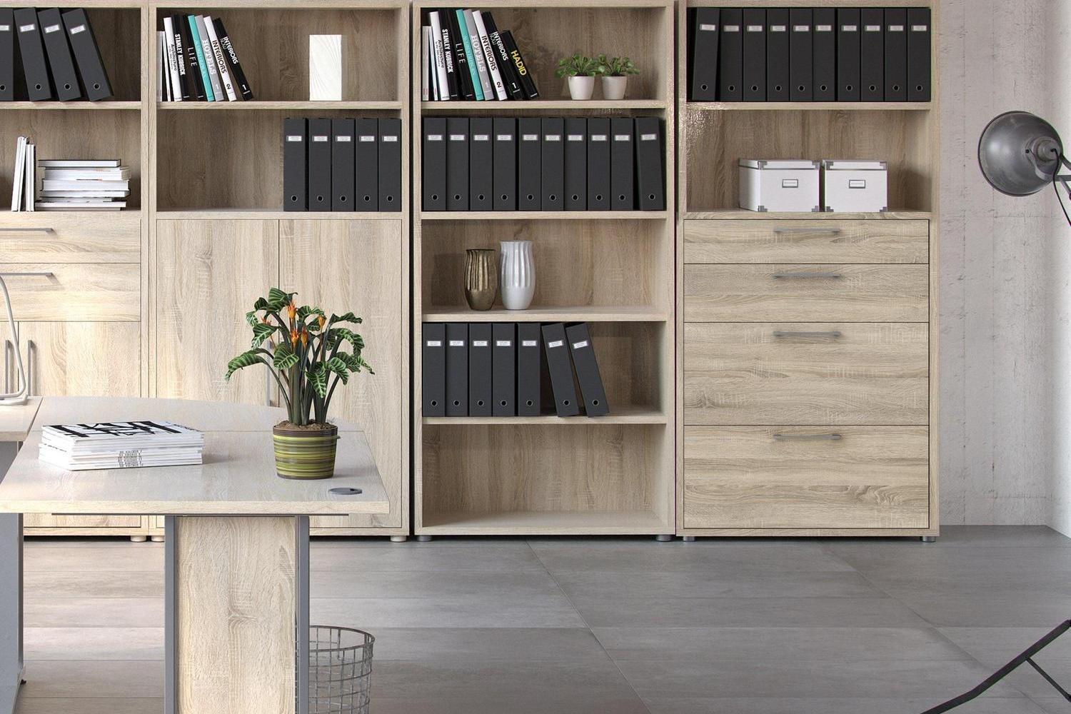 Prima Bookcase 2 Shelves With 2 Drawers 2 File Drawers In Oak