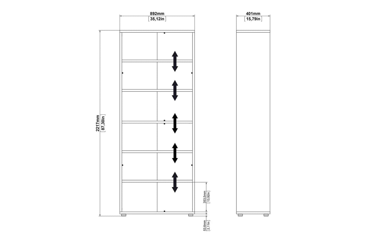 Prima Bookcase 2 Shelves With 2 Drawers 2 File Drawers In Oak