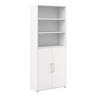 Prima Bookcase 4 Shelves With 2 Doors In White