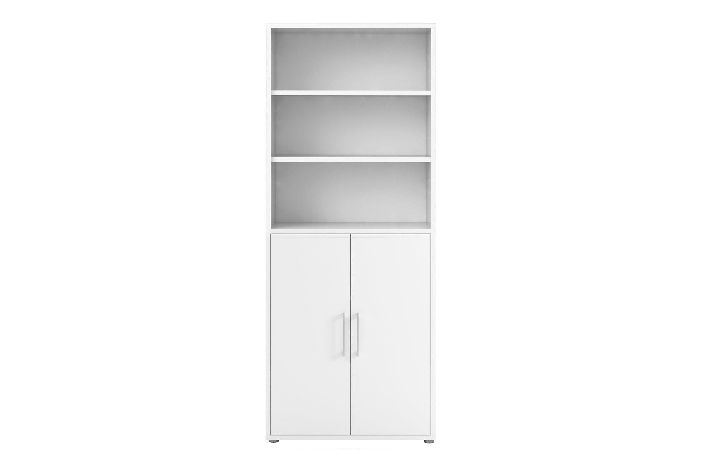 Prima Bookcase 4 Shelves With 2 Doors In White