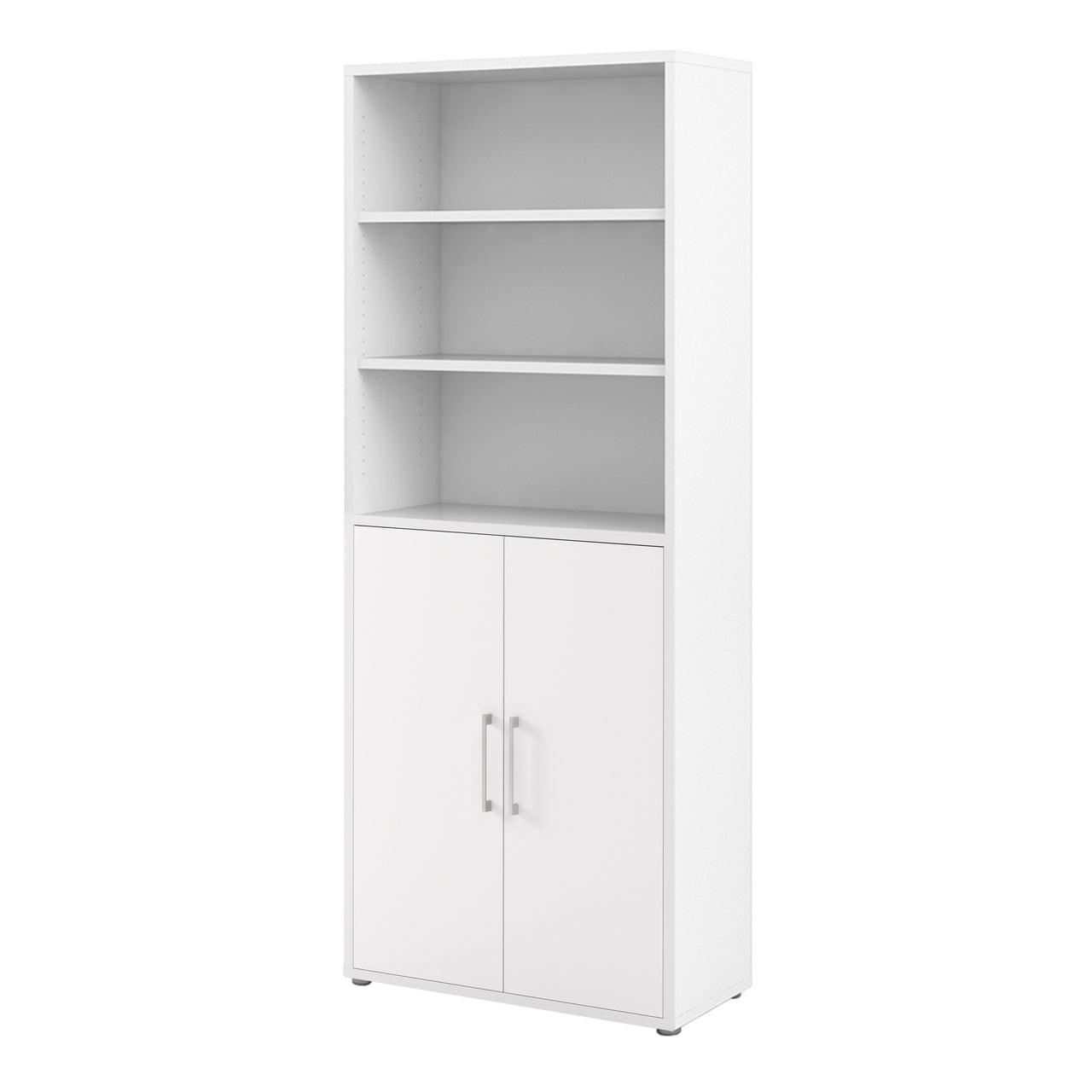 Prima Bookcase 4 Shelves with 2 Doors in White