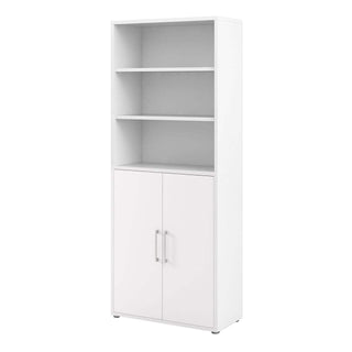 Prima Bookcase 4 Shelves with 2 Doors in White - Msofas LTD